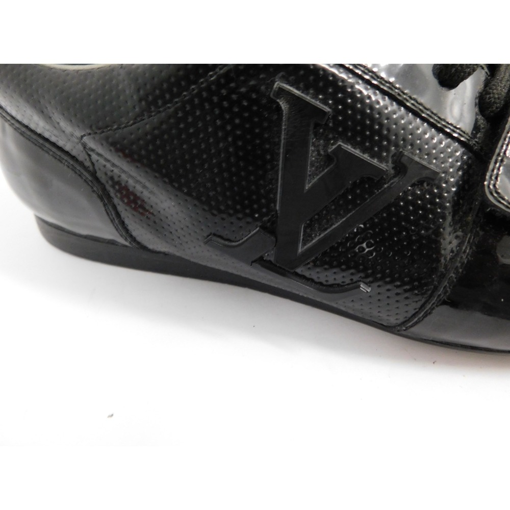 Louis‎ Vuitton Black Patent Leather Sneakers LV Trainer sz 6.5 - Picture 5 of 10